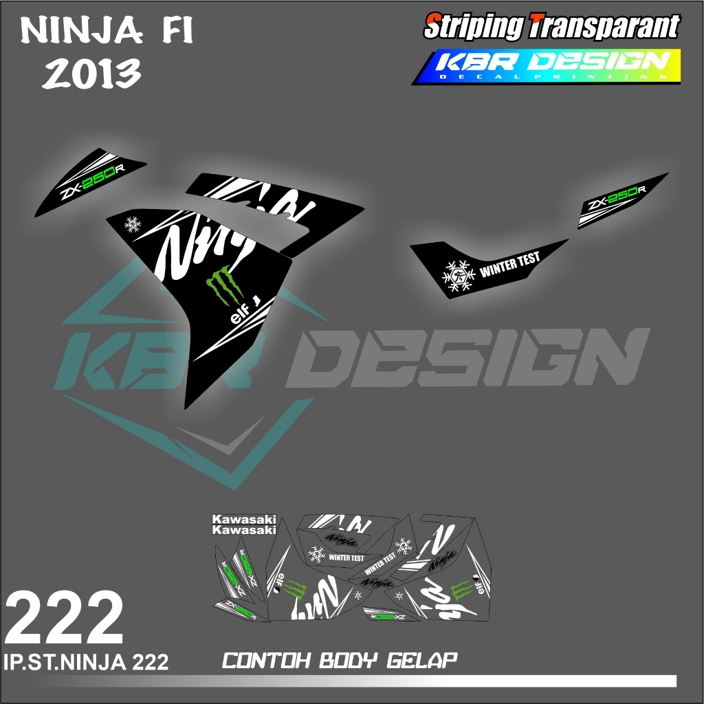 NINJA 250 FI 2013 (COD) STIKER STRIPING MOTOR KAWASAKI NINJA 250 FI HOLOGRAM DAN TRANSPARAN