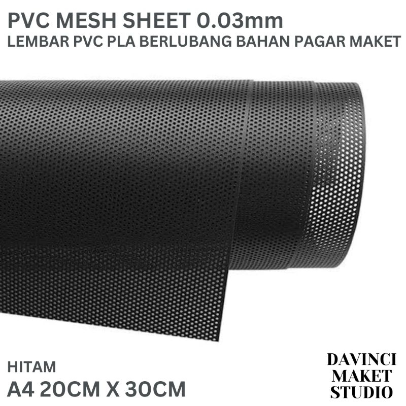

Lembar PVC Pla Lobang Berlubang Berongga Hitam Bahan Maket Diorama - PVC Mesh Sheet A4 20cm x 30cm