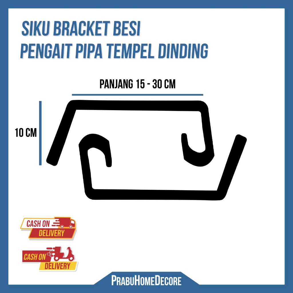 Siku Besi Gantungan Baju Jemuran Dinding Siku Pipa 3 Inchi Panjang 15 - 30cm | Bracket Pengait Rak J