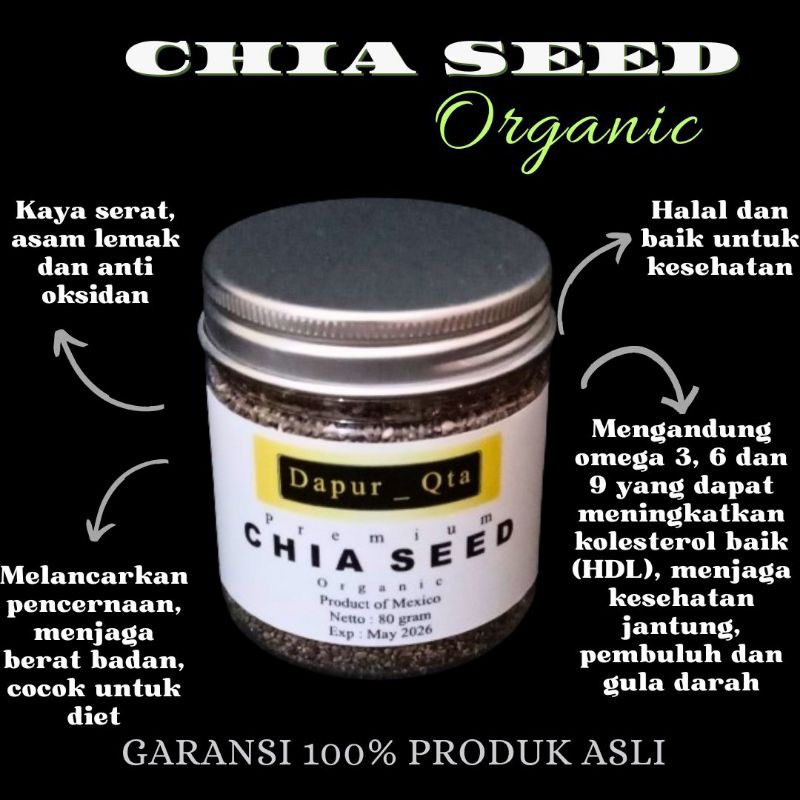 

Chia Seed Organik Non GMO Original Untuk Diet Jantung Sehat Biji Chiaseed Premium Alami 100% Asli