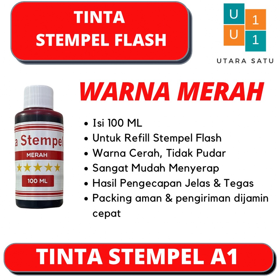 

Tinta Stempel Flash Warna Merah 1 ML
