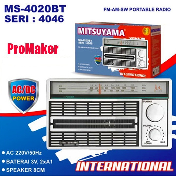 Mitsuyama Radio Mitsuyama MS-4046 Radio Jadul International FM/AM/SW Radio Portable MITSUYAMA MS4020