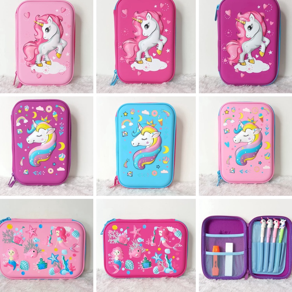 

Kotak Pensil Tempat Pensil Unicorn Mermaid 3D TIMBUL 6D hardtop unicorn timbul kado ultah anak perempuan keren