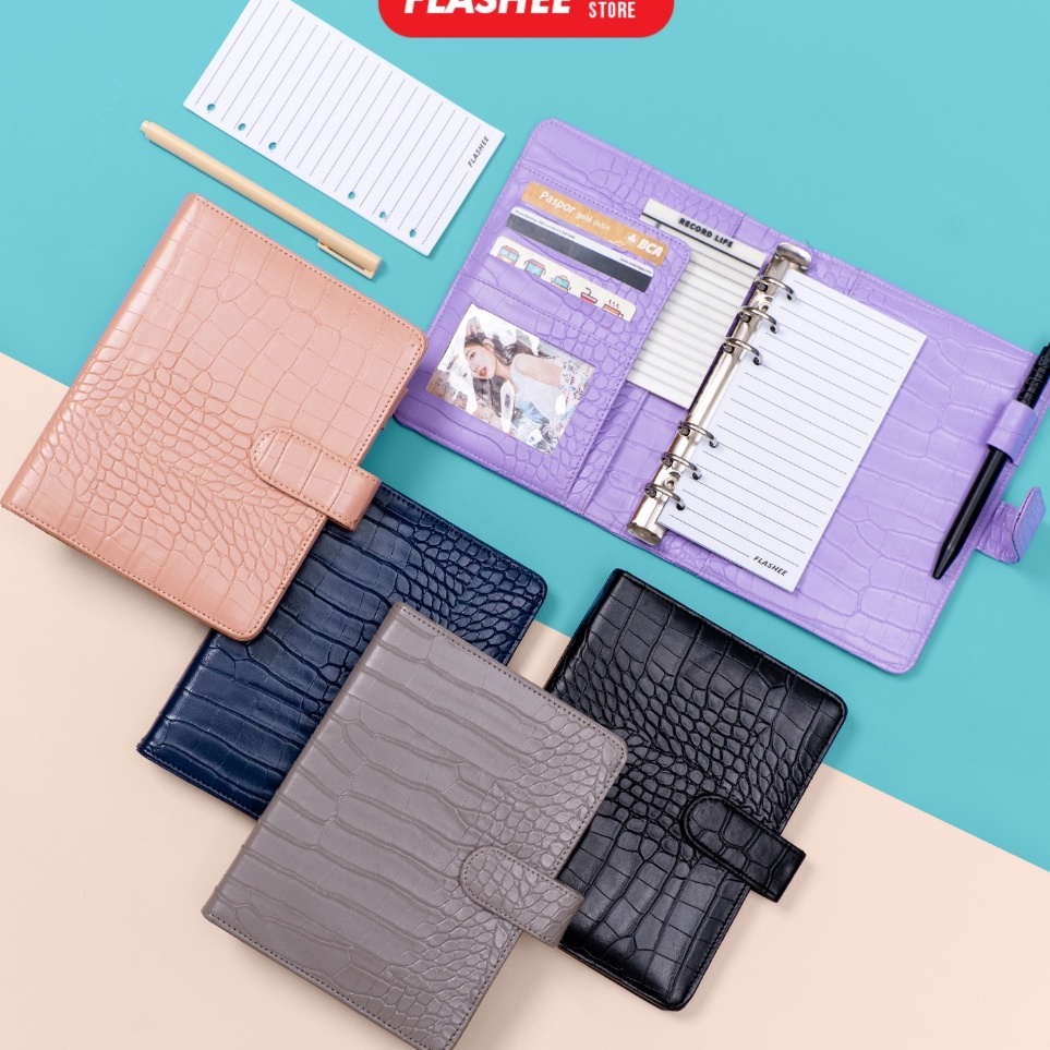 

Hot Sale Flashee Binder Polos A6 Eksklusif Croco A6 6 Ring Agenda A6 Croco 6 Ring Phoebe Binder A6 Organizer Berkualitas Termurah
