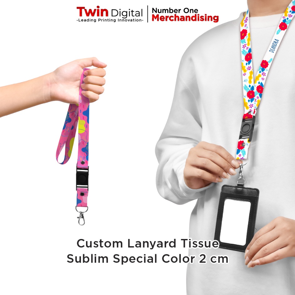 

Twindigital Tali ID Card Design Stopper Kalung Gantungan Name Tag Lanyard Tissue Sublime Special Color 2 cm