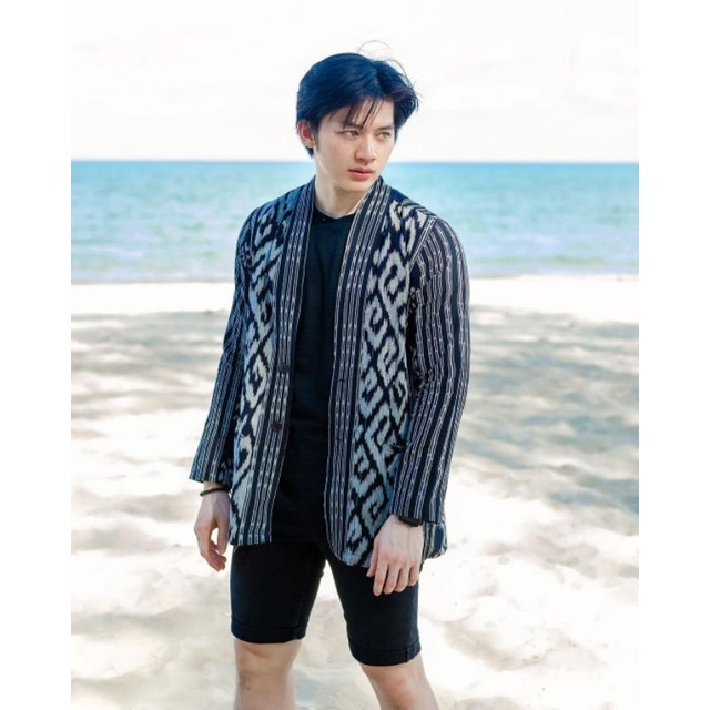 rompi outer pria tenun baju kardigan