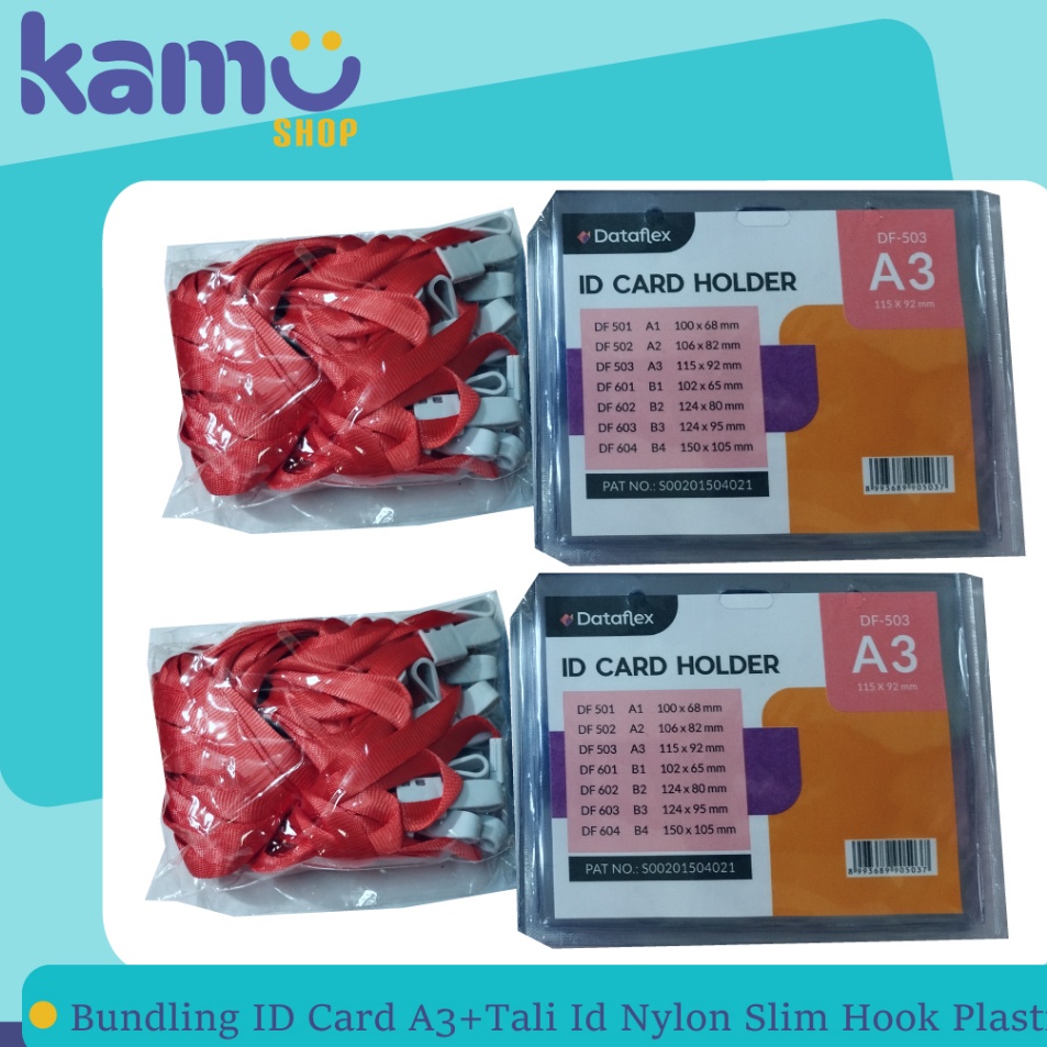 

BUNDLING 4 Pcs ID CARD A3 4 Pcs Tali ID Nylon Slim Hook Plastik CBT NYLK