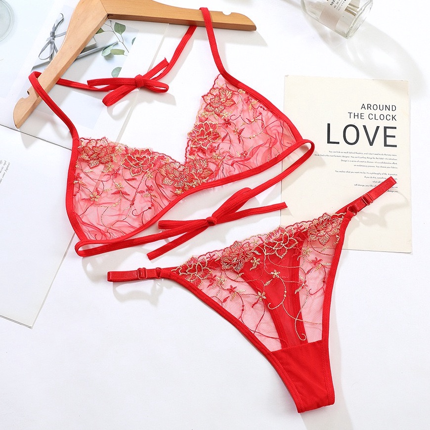 berkualitas Lingerie WanitaTali Transparan Bra G String set Lingerie Sexy BH A137