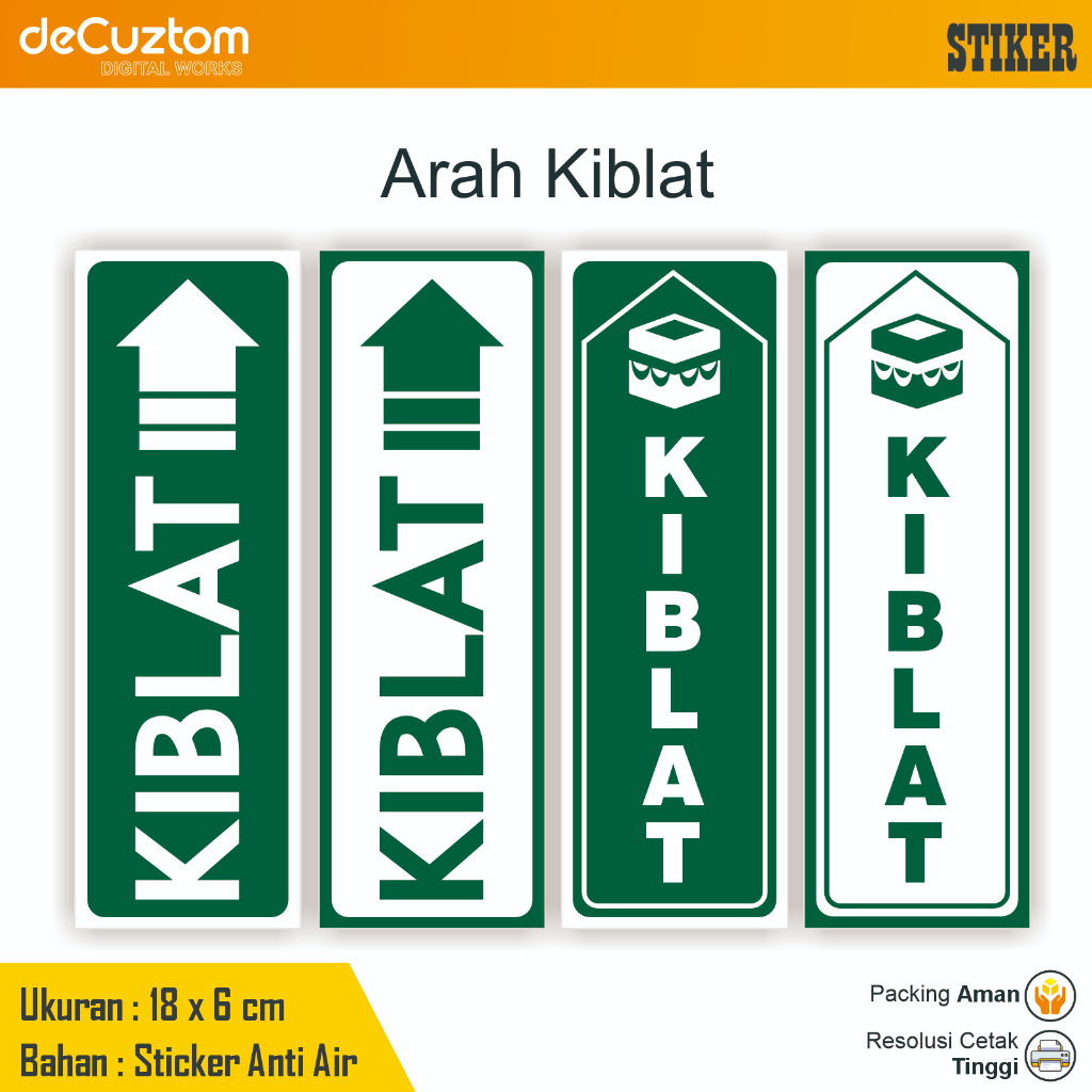 

Stiker Kiblat Sticker Penunjuk Arah Sholat Kibla Shalat Depan Atas