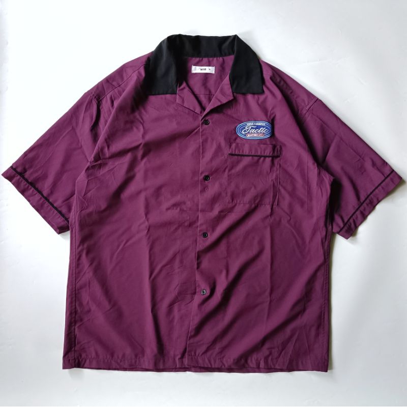 Kemeja Bowling Shirt WEGO Tactic Japan Maroon