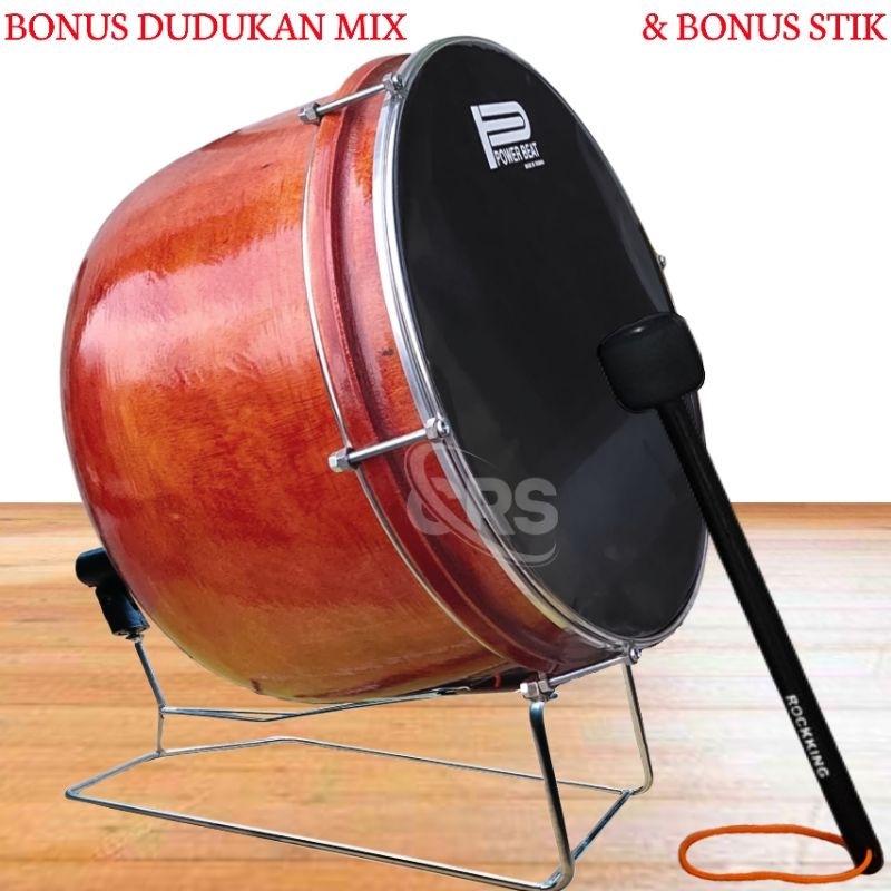 Bas Hadroh / Marawis Warna Serat kayu Ukuran 12,14,16,18 inch Mika Hitam