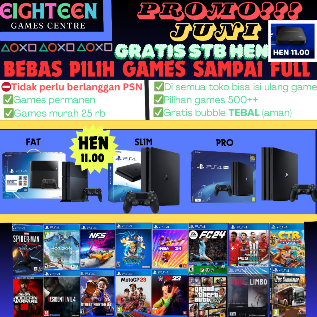 SONY PLAY STATION/SONY PS4HEN/PLAY STATION 4 1TB/PS4 PRO/PS4 500GB PS4 MURAH PS4 ORIGINAL SONY/PLAYS