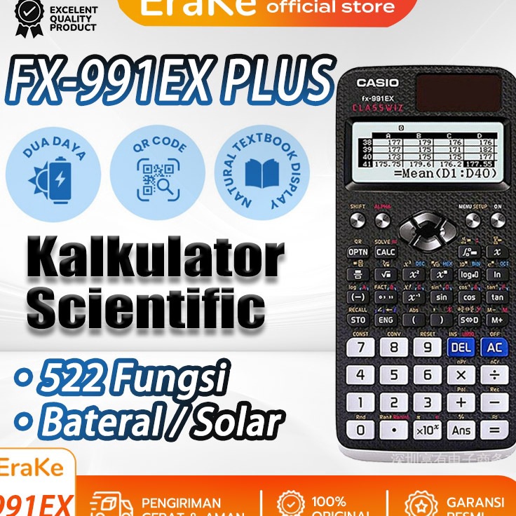 

Kalkulator Scientific Casio FX 991EXFX 991ES PLUS Kalkulator Ilmiah Original Pengisian Tenaga Surya 552 Fungsi LCD Resolusi Tinggi