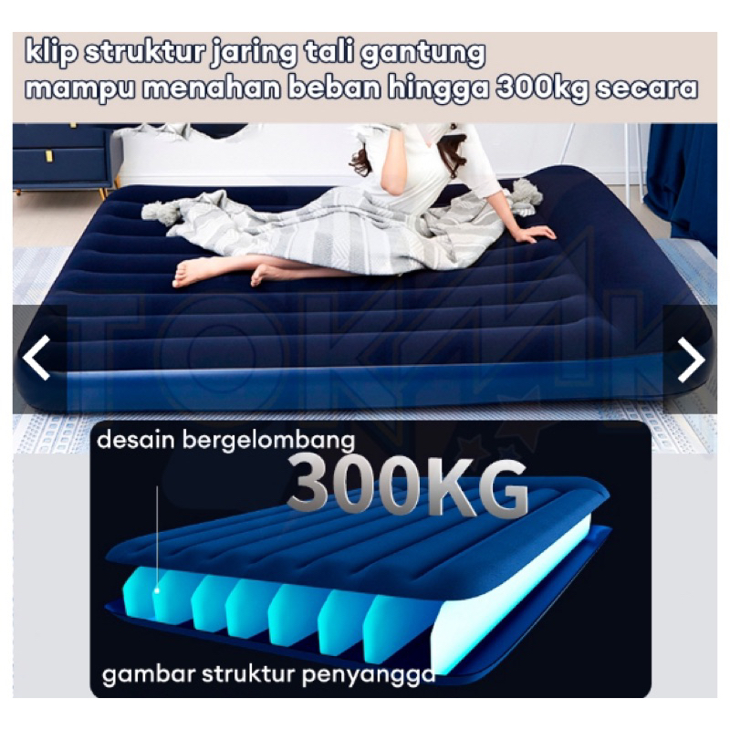 Kasur Angin Queen Biru kasur tiup Single Twin  Paket Kasur Tiup Matras Kemah Indoor dan Outdoor