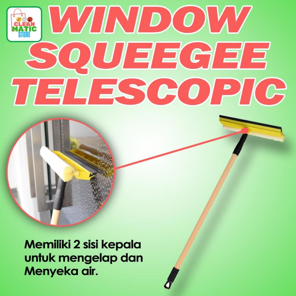 intan.pershop - Window Squeegee Telescopic Handle - Pembersih Kaca Gagang Panjang & Pendek