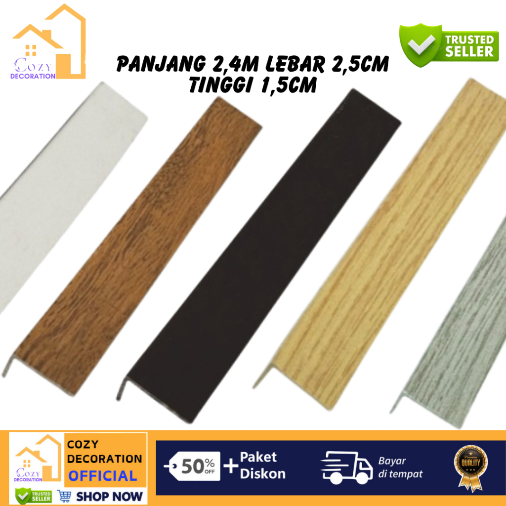 [ PROMO ] LIST TANGGA PVC | STEP NOSING PVC | LIST SIKU L PVC 2.4M LIST SIKU TANGGA PVC