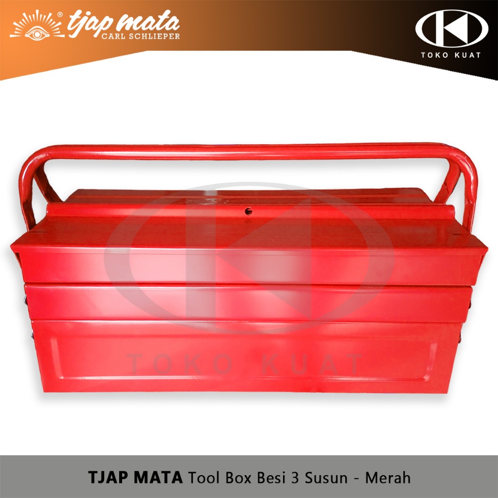 Tool Box 3 Susun TJAP MATA Kotak Perkakas Besi Merah