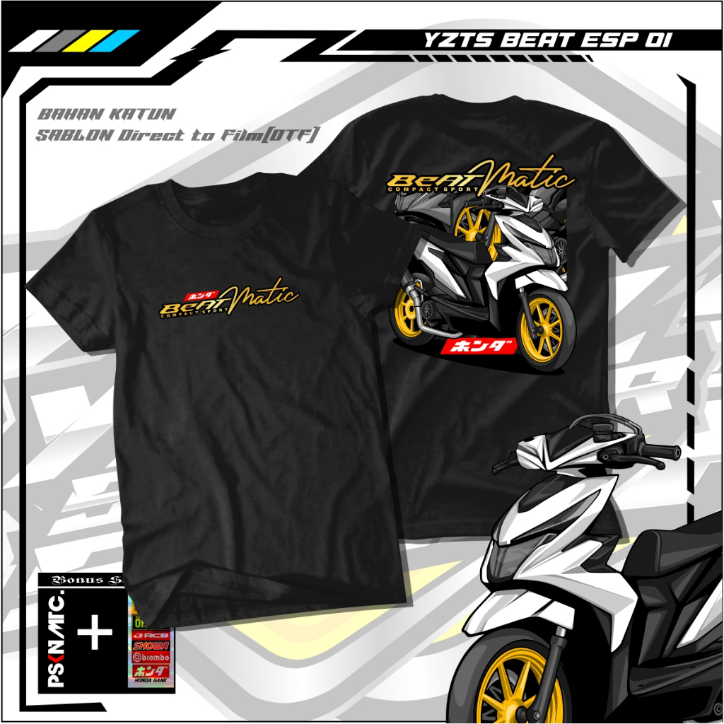 KAOS BEAT ESP  - Kaos Distro Pria Wanita Original Custom Desain Motor BEAT ESP Baju MOTOR BEAT