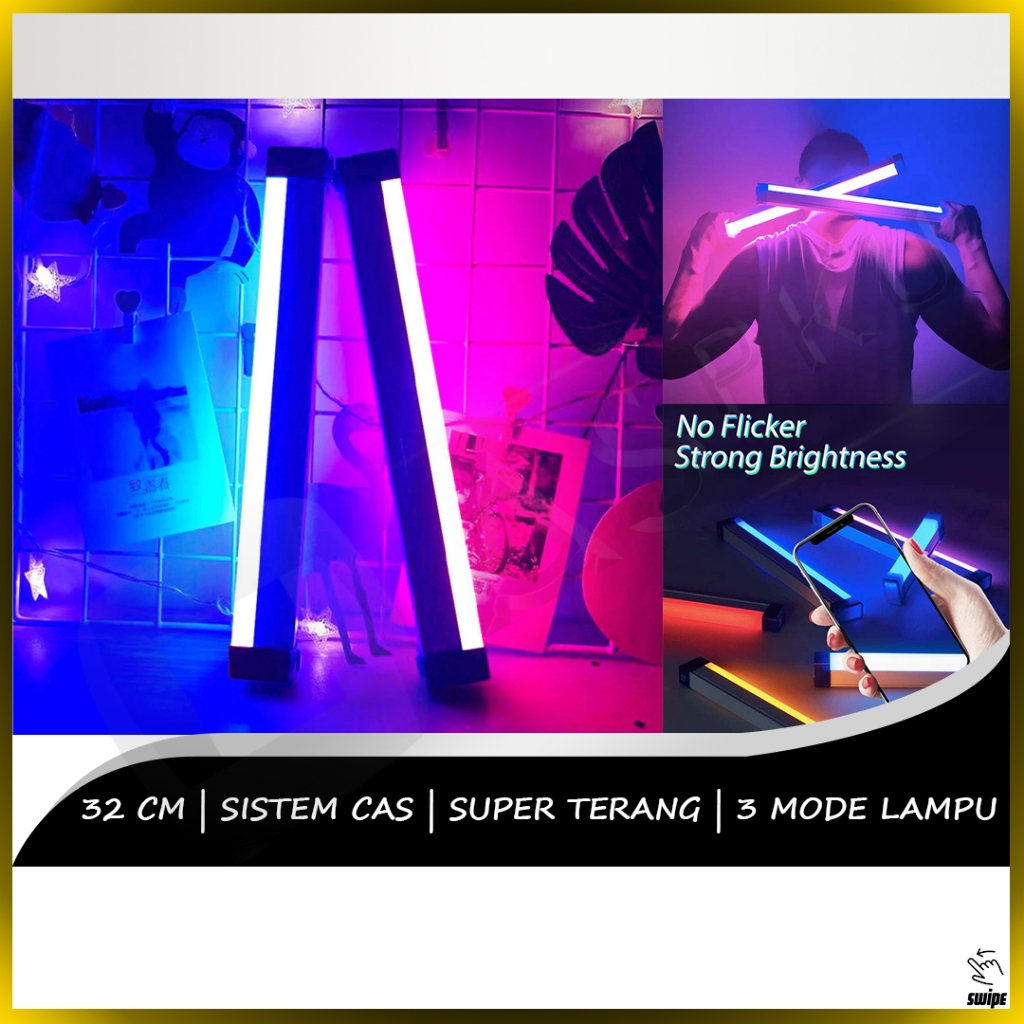 Lampu Neon Background Lamp LED Fill Light Terang Cahaya Sinar Fotografer Profesional 3 Mode
