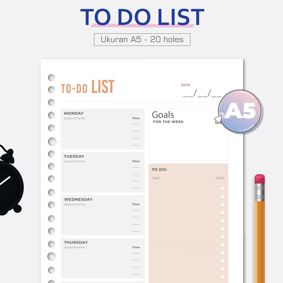 

Bukuqu Loose leaf A5 L214 To Do List Kes Binder