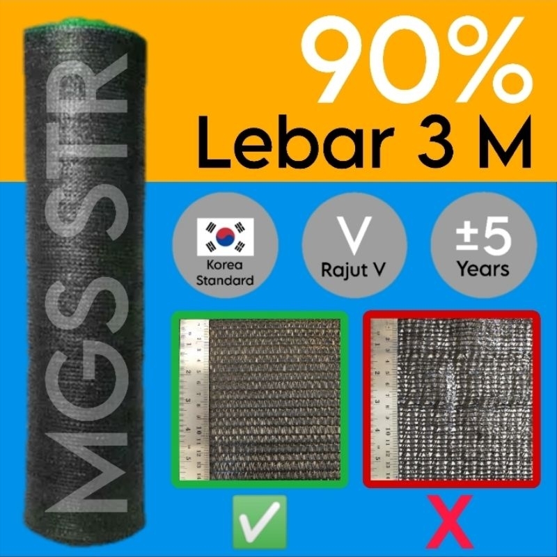 Jaring Paranet 95% Eceran Lebar 3 M Shade Net Jaring Tanaman Jaring Peneduh Anti Panas Jaring Garasi
