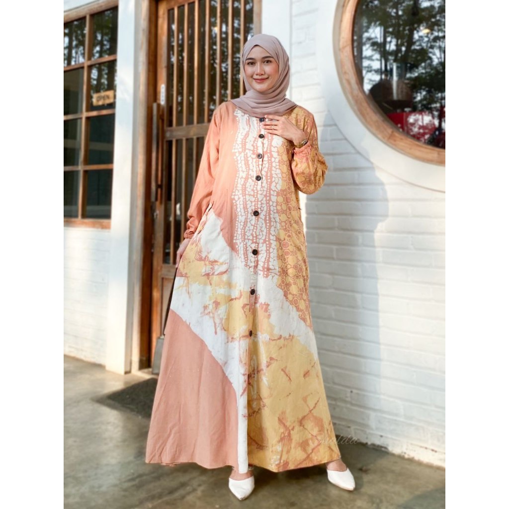 GAMIS TWILL RAYON CANDI MEKAR GAMIS BATIK CAP ABSTRAK PEKALONGAN