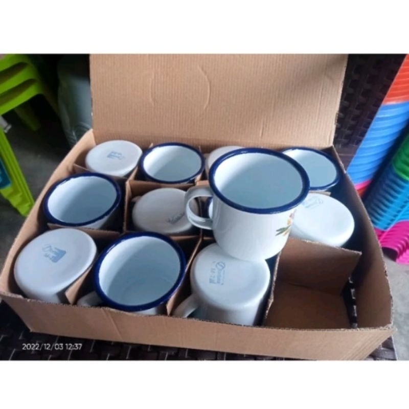 TERMURAH 1LUSIN GELAS ENAMIL GELAS KOPI GELAS TEH GELAS ANTI PECAH GELAS MOTIF BUNGA GELAS JADUL ANT