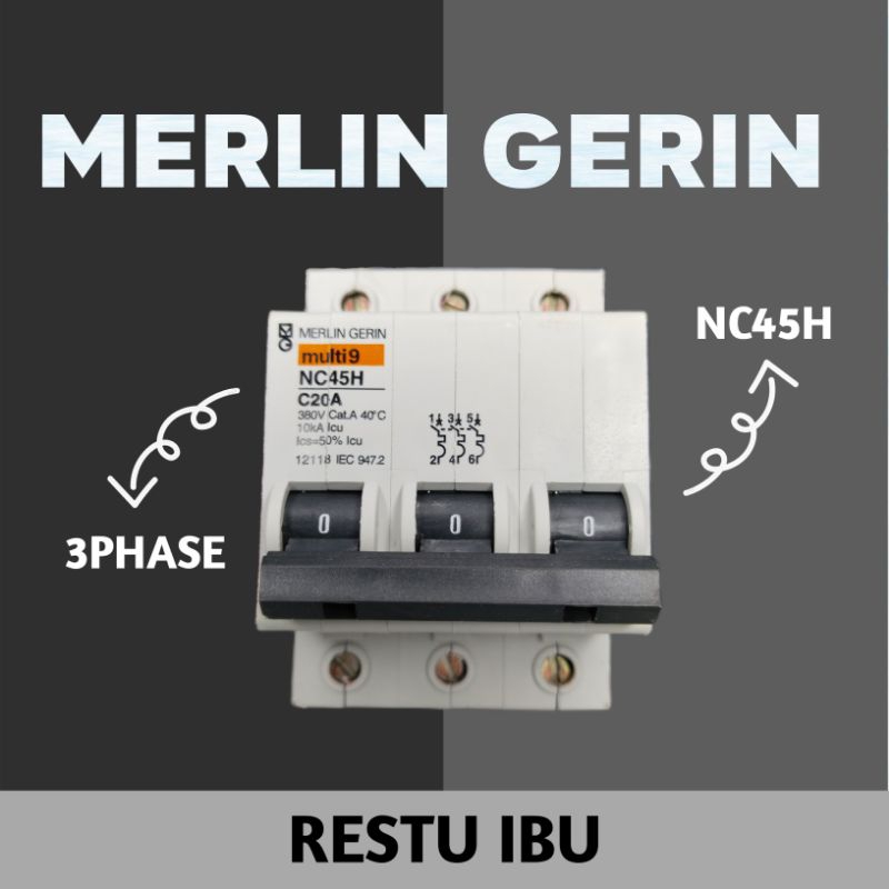 MCB Merlin gerin 6A.10A.16.A.20A.25.A.32.A.40.A50.A.63.A   3 pas barang dijamin normal ori