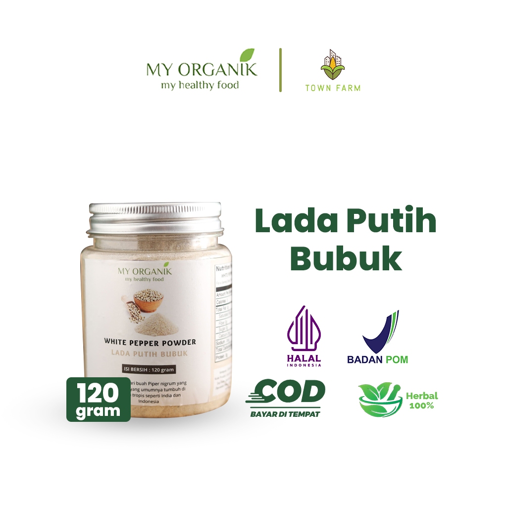 

My Organik White Pepper Premium Murni Merica Lada Putih Bubuk Asli tanpa Campuran