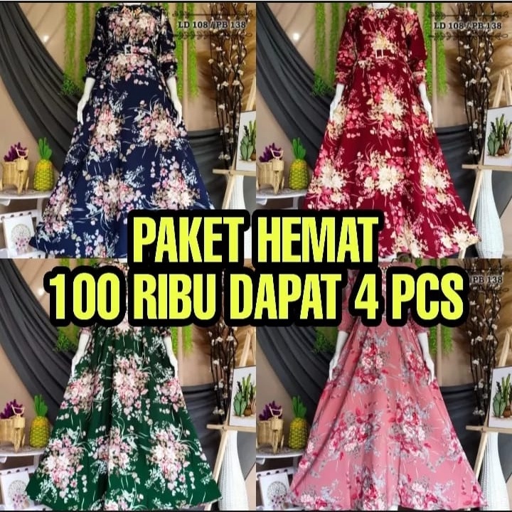 PROMO GAMIS SAKURA MAXY 100 RIBU 3 PCS STOK TERBATAS BAJU GAMIS MOTIF BUNGA SAKURA TERBARU TERLARIS