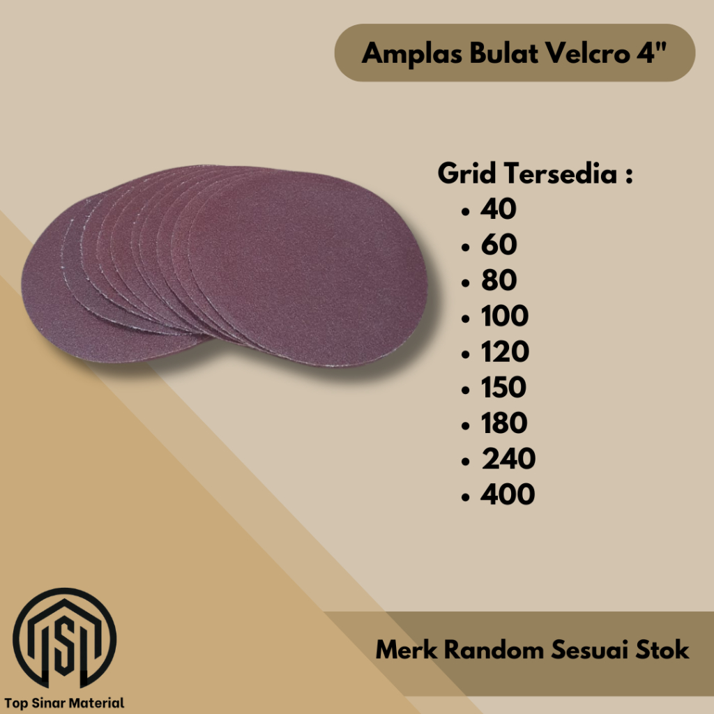 10 Lembar Amplas Bulat Velcro 4 Inch Amplas Bulat Tempel 10pcs Grid 400 Halus