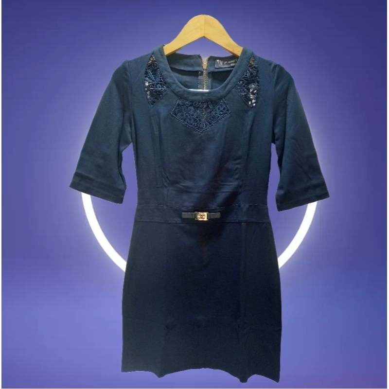 Dress Korea Navy Renda