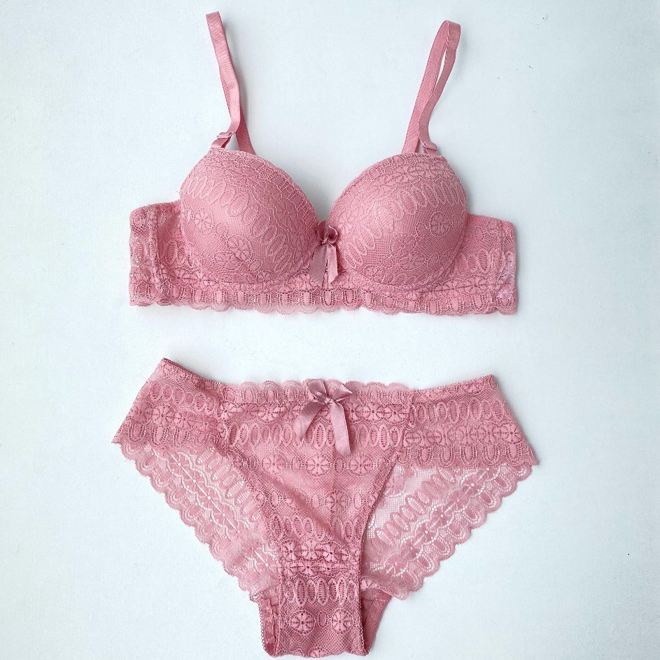 Set Bh Wanita Busa Tebal Kawat Pakaian Dalam Cup Kecil Renda Lembut