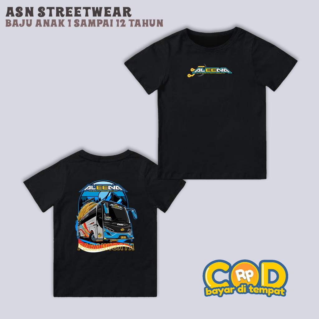 KAOS ANAK BUS MANIA ALEENA USIA 1-12 TAHUN BAJU ANAK KAOS BUS - KAOS MOBIL BUS MANIA KAOS ANAK UNISE