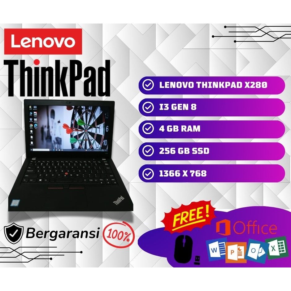 LAPTOP LENOVO THINKPAD X280 / SECOND / BERKUALITAS / BERGARANSI / TERMURAH / WINDOWS 10