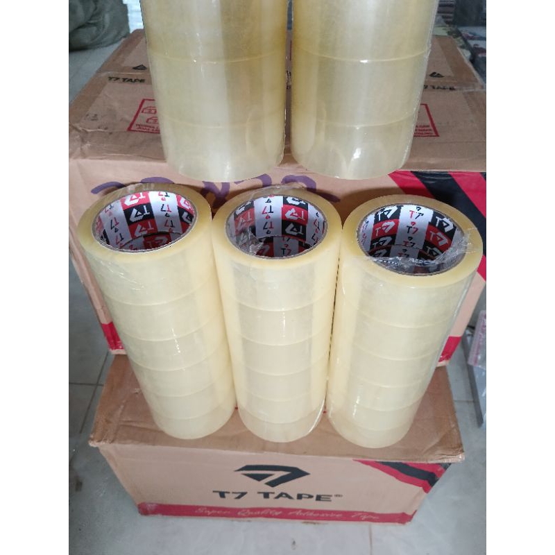 

Lakban banjarmasin merk T7 tape bening 45mm x 100 yard kualitas bagus, harga super murah meriah