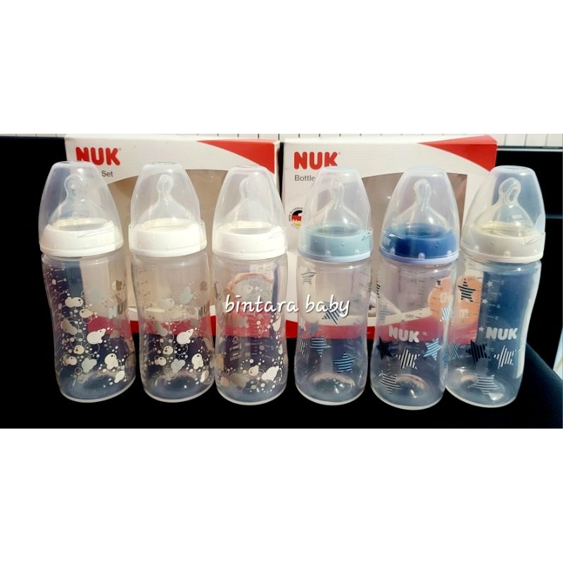 NUK Germany Botol Susu Wideneck dengan Dot Gepeng 0 - 6 bulan / Botol Susu Bayi NUK