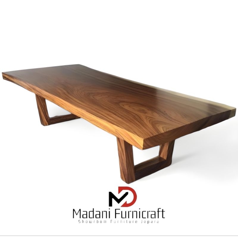 MEJA LESEHAN PANJANG 2 METER KAYU TREMBESI SOLID FINISHING