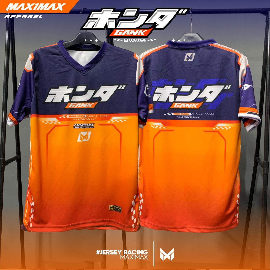 JERSEY RACING  | Jersey Honda Gank Series | Jersey Racing Premium - Maximax Apparel | Navy Oranye