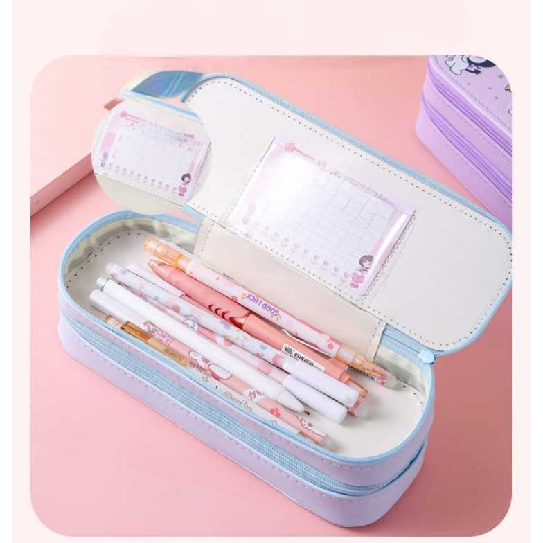 Tempat Pensil 2 Tingkat / Kotak Pensil Aesthetic Anak Korea 2 Layer Motif Lucu