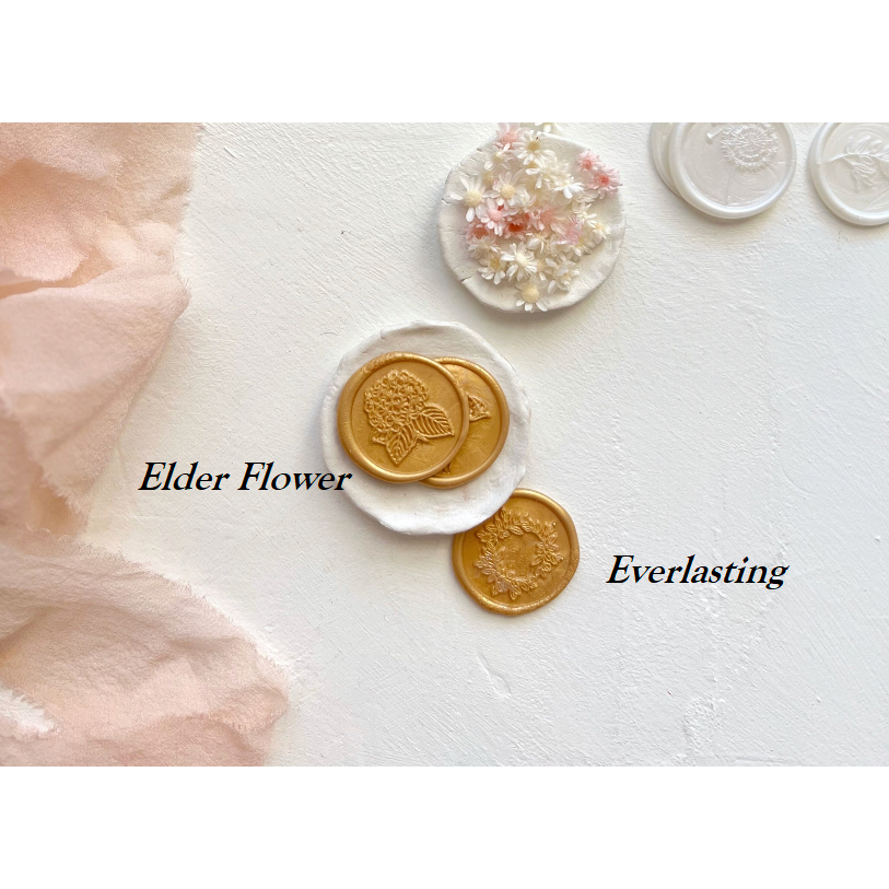 

EVERLASTING / Beatrice/ Elder Flower - 1 Pcs Wax Seal Sticker Undangan WAXSEALCOIN Vintage / Tanpa Minimum / 1 Pcs/ Termasuk Double tape / Lilin Wax Seal Vintage