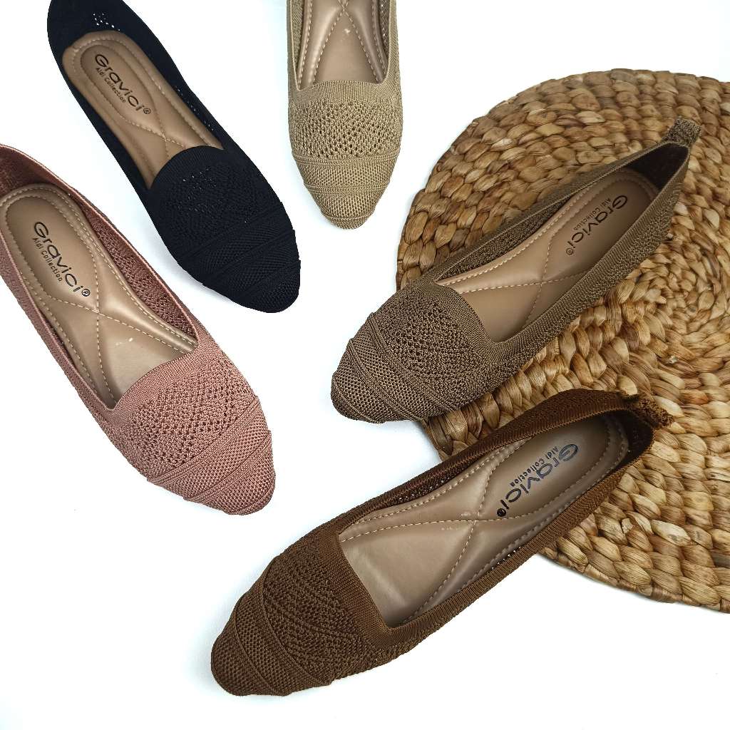 GRAVICI - SEPATU FLAT RAJUT WANITA ELEGAN DO-42