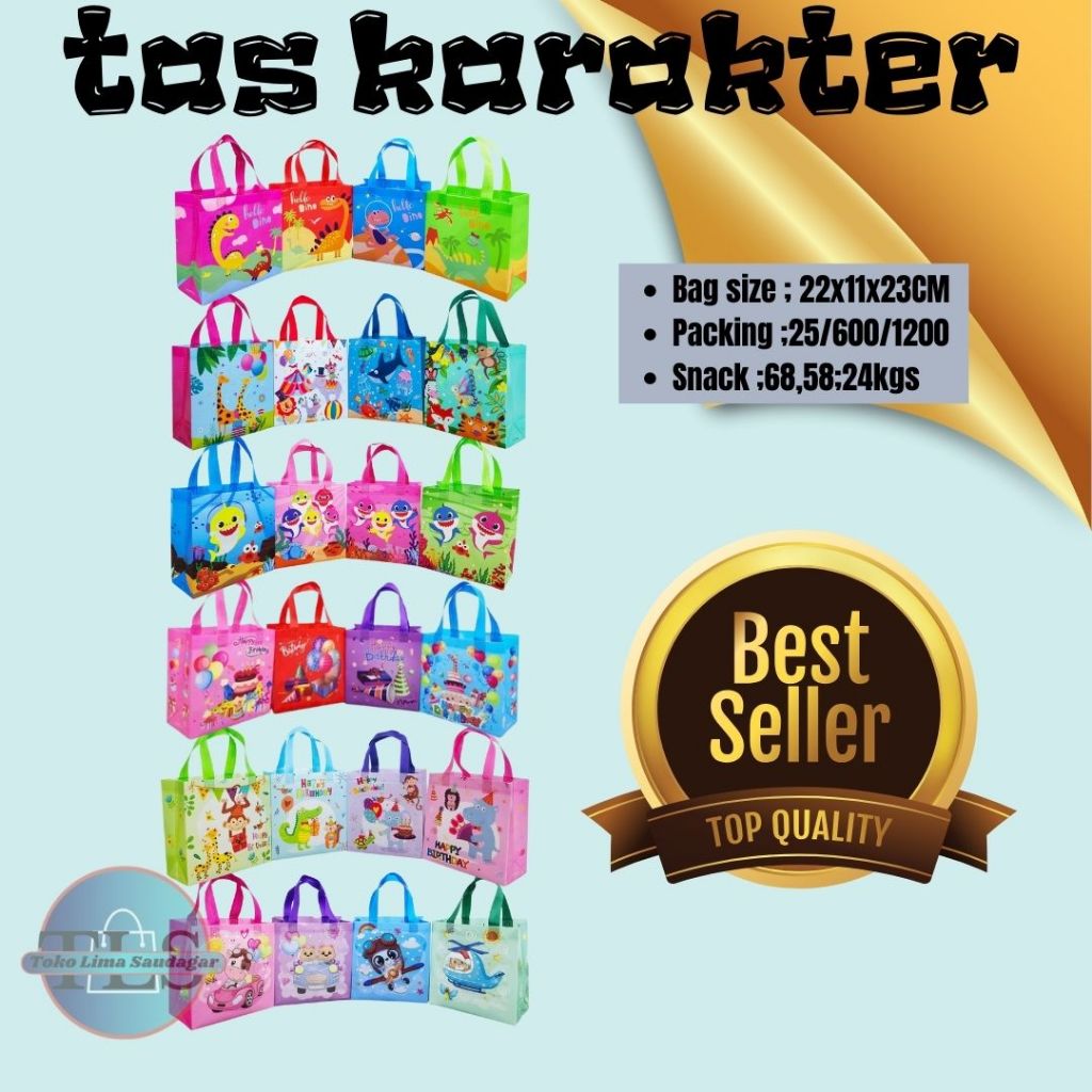 

tas karakter ultah // tas laminasi karakter 21x11 Tas motif