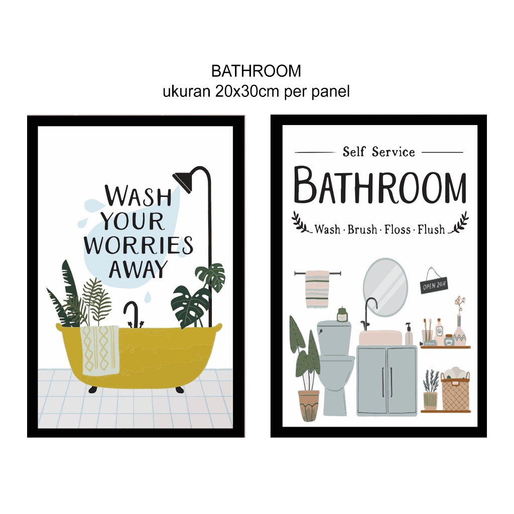 Hiasan dinding kamar mandi DAPAT 2 PANEL pajangan bulan wall decor moon abstrak dekorasi ruang tamu