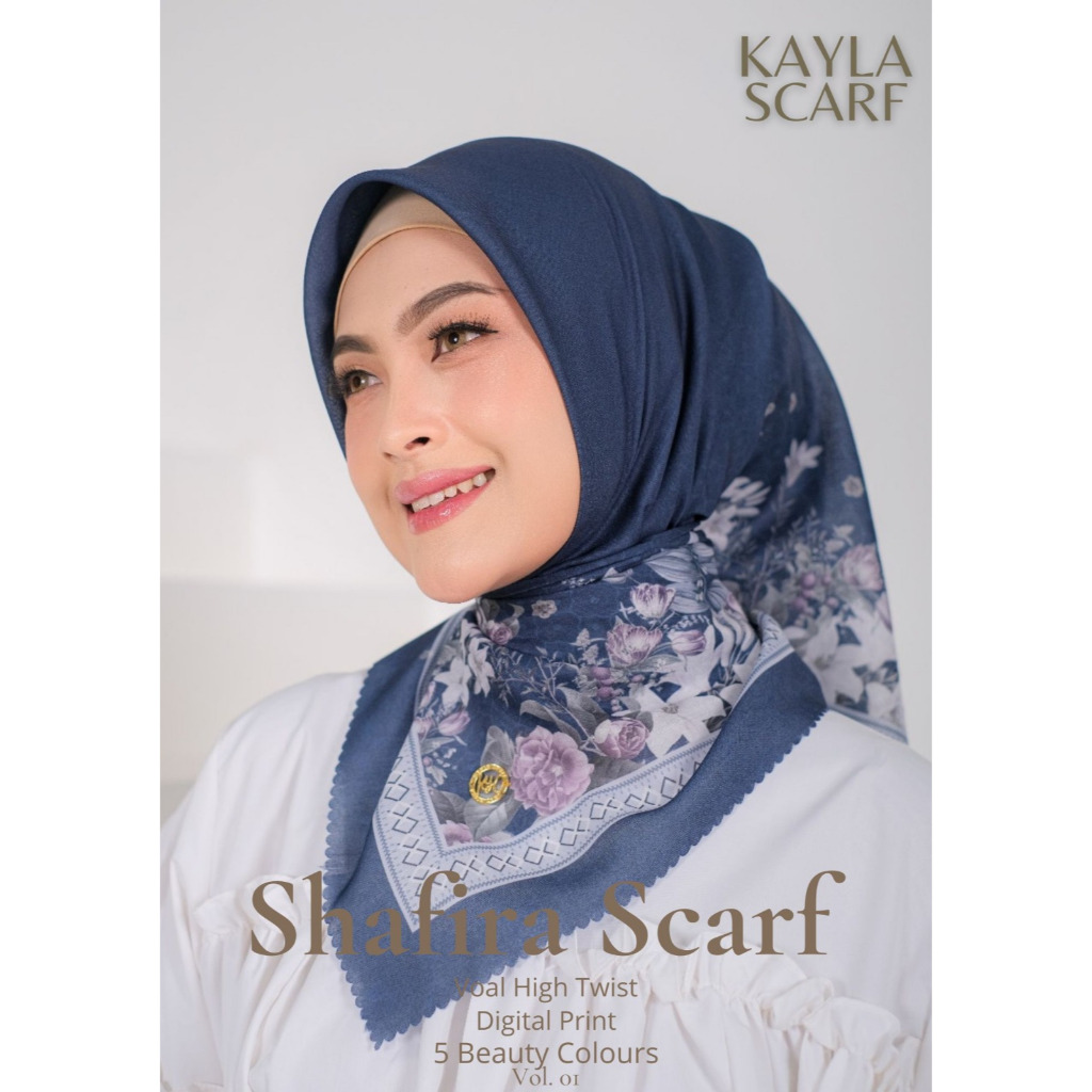 kerudung Segiempat Voal HIgh Twist Motif Shafira Scarf Series by kayla Signature/ Kayla Scarf exclus