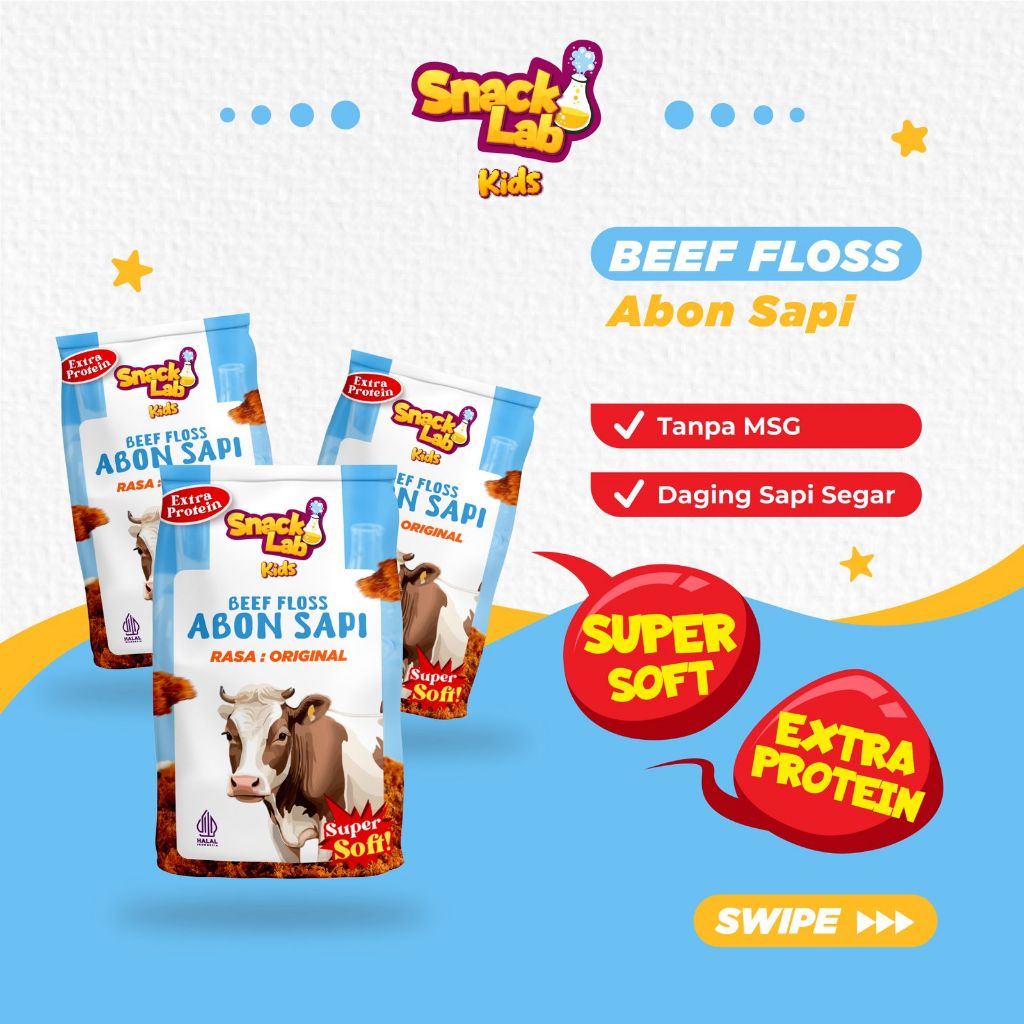 

[Snack lab] 3 Pack Abon Sapi Snack Lab Soft Rasa Original