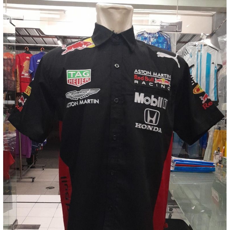 Baju Kemeja Hitam Redbull Otomotif