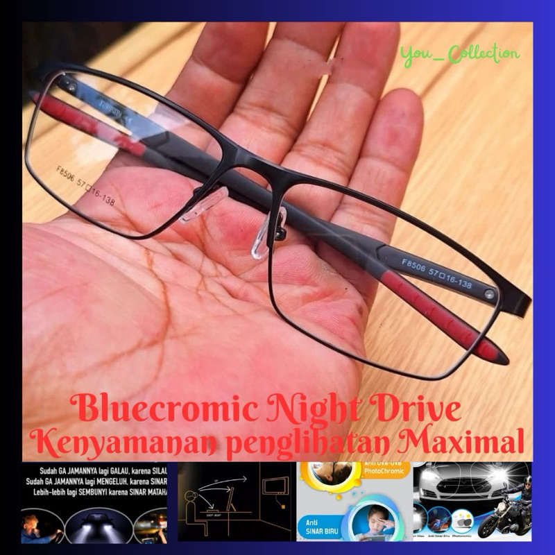 BLUECROMIC-Kacamata Bluecromic Pria | Bluecromic Anti Embun Photocromic Blueray | Kacamata Model Spo