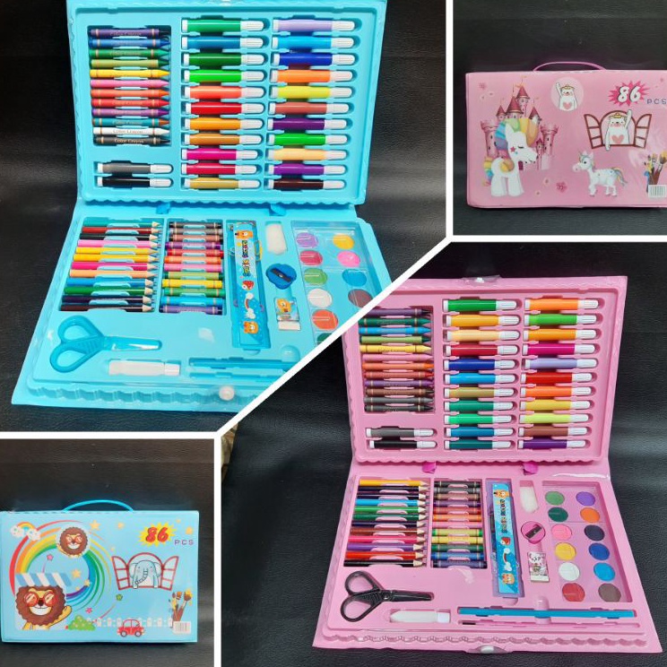 

Dijual Painting Set 86pcs seni anak menggambar lukisan crayon pensil warna spidol Kado anak laki perempuan