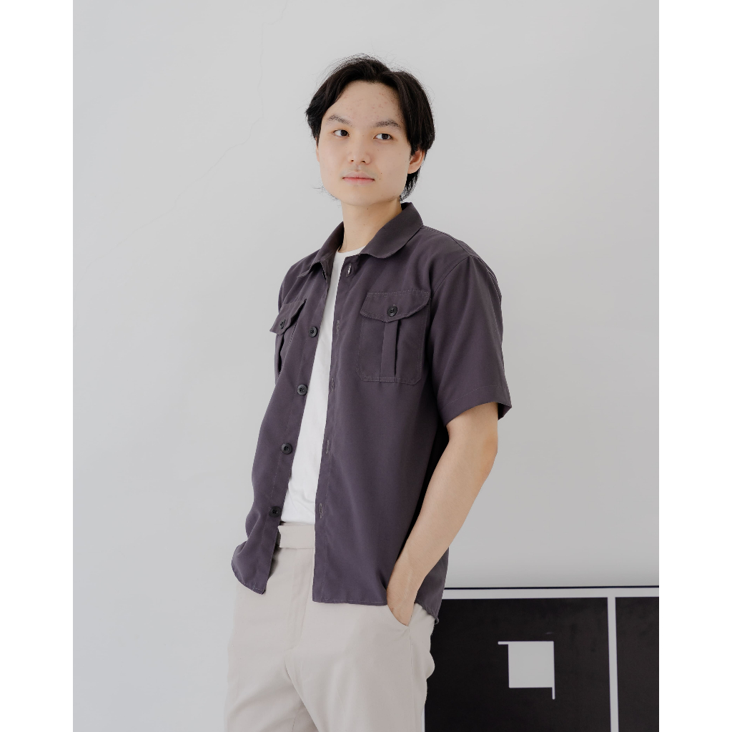 Kemeja Pria Lengan Pendek Kasual - Kemeja Parka Pria Korean Style Atasan